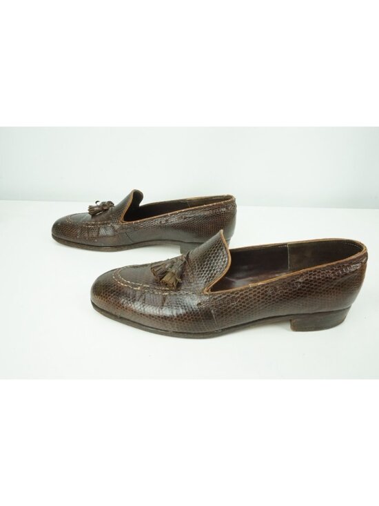John Lobb Bespoke Dark Brown Lizard Tassel Loafer Sz 7E